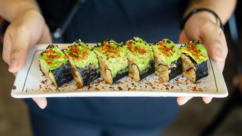 Plate of vegan sushi