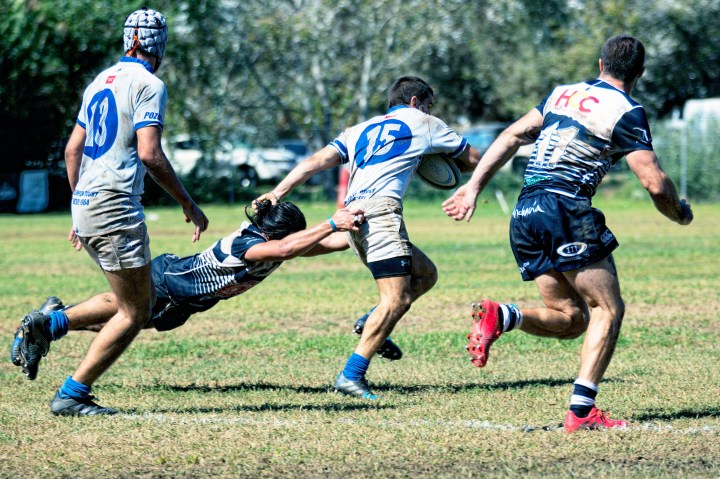 Rugby players running
